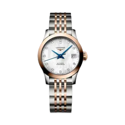 Longines Record Collection 26.00 mm "White Mother-of-Pearl/Stainless Steel/Rose Gold" L2.320.5.87.7