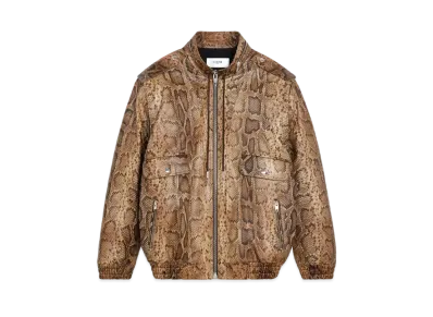 CELINE Oversized Jacket In Printed Lambskin "Brown"