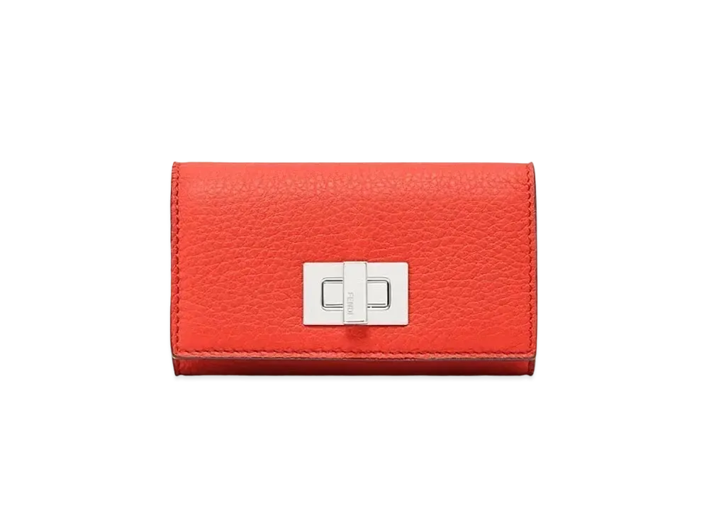 FENDI Key Case Leather Key Case "Red"