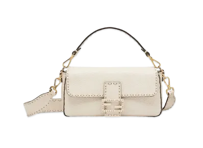 FENDI Baguette Full Grain Leather Bag "White"