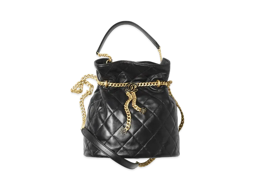 CHANEL Bucket Bag Lambskin & Enamel "Black"