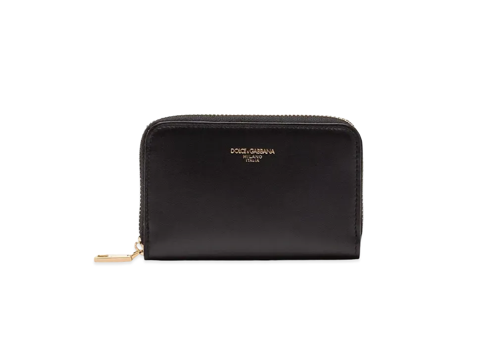 Dolce&Gabbana Small Zip Around Wallet Calfskin Logo "Black"
