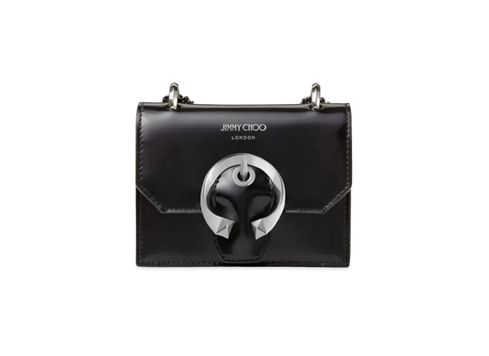 Jimmy Choo Mini Paris Spazzolato Leather Super Mini Bag With Metal Buckle "Black"