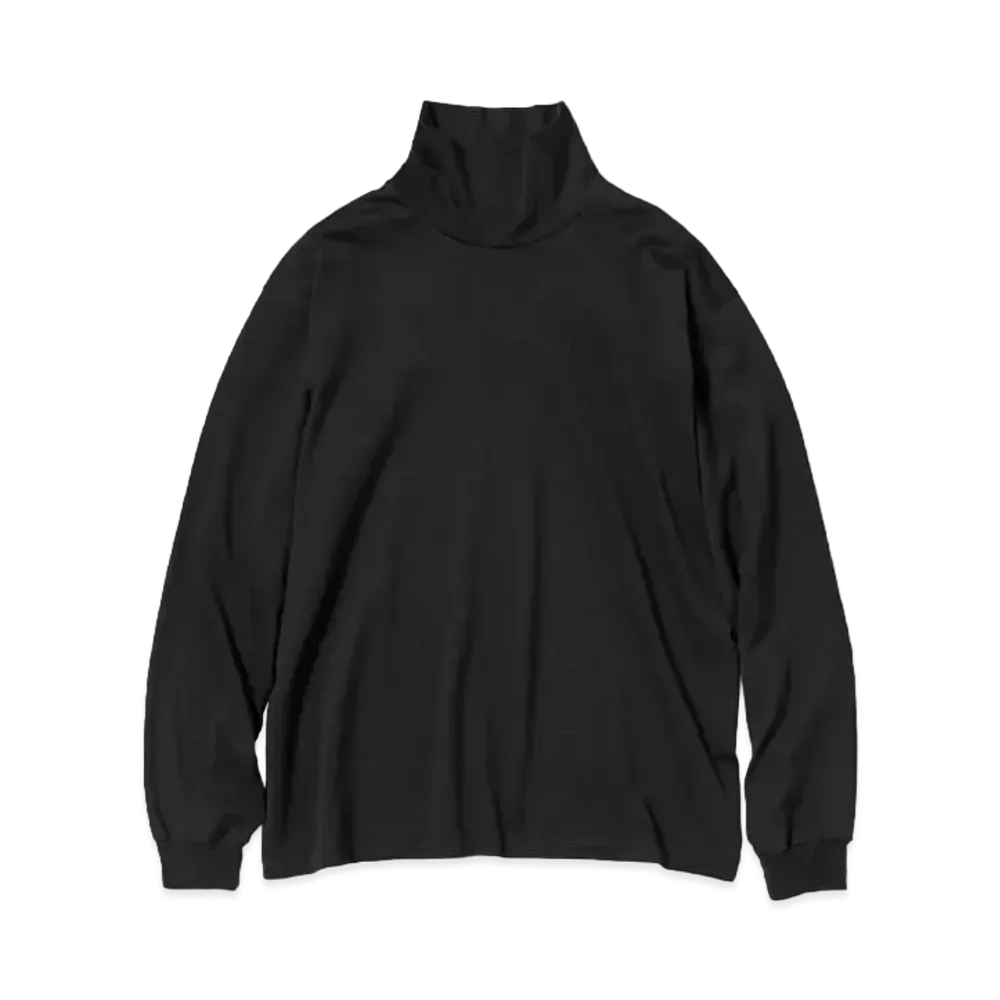 AURALEE Luster Plaiting Hi Neck L/S Tee "Black"