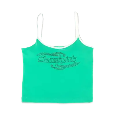 atmos pink Rhinestone Logo Camisole "Green"