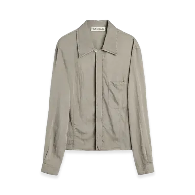 OUR LEGACY Sift Zip Shirt "Warm Gravel Warmth Viscose"
