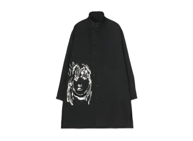 Yohji Yamamoto Pour Homme W/GABARDINE SEQUIN EMBROIDERY BUTTONED COLLAR BLOUSE "Black"