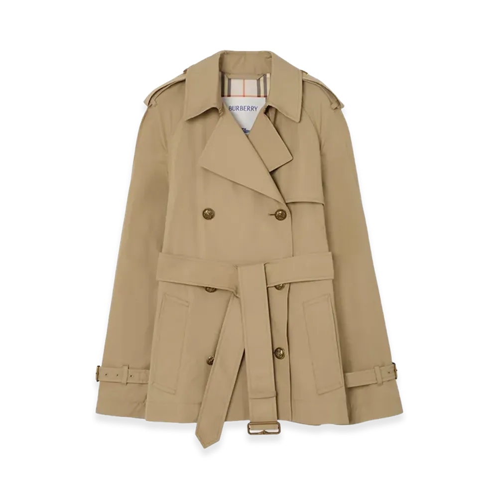 Burberry Women's Short Lightweight Cotton Belgravia Trench Coat "Sparrow Beige"