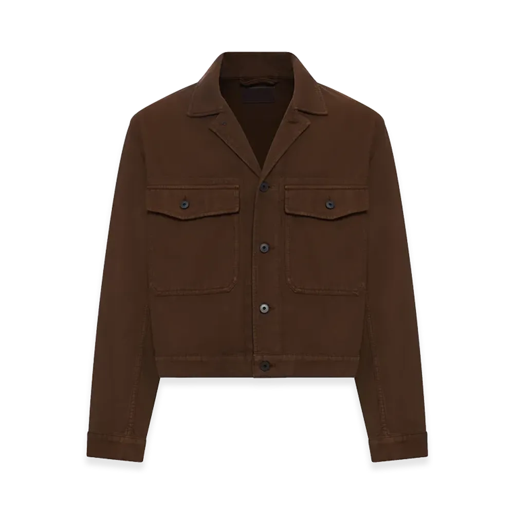LEMAIRE Trucker Jacket In Dyed Broken Twill "Brown"