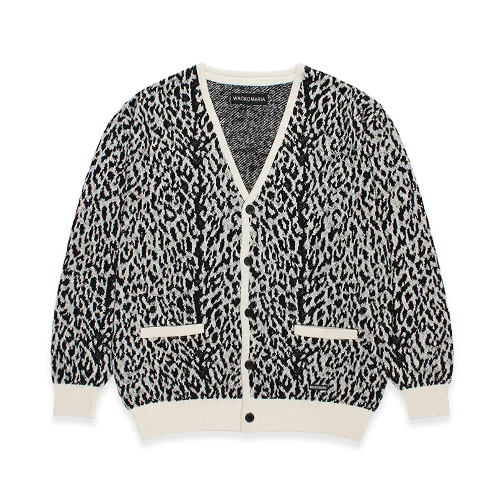 WACKO MARIA Leopard Jacquard Knit Cardigan "White"