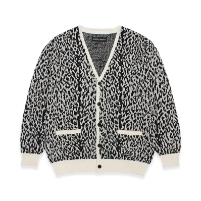 WACKO MARIA Leopard Jacquard Knit Cardigan "White"