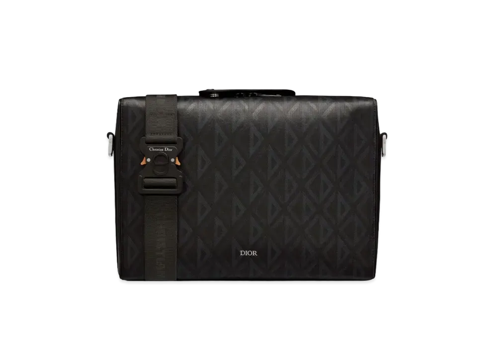 Dior Dior Lingot Messenger Bag CD Diamond Canvas & Smooth Calfskin "Black"