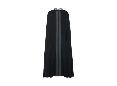 CELINE Cape In Silk Georgette With Leather Choker "Black"