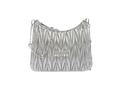 MIU MIU Materassenuppa Leather Shoulder Bag "Silver"