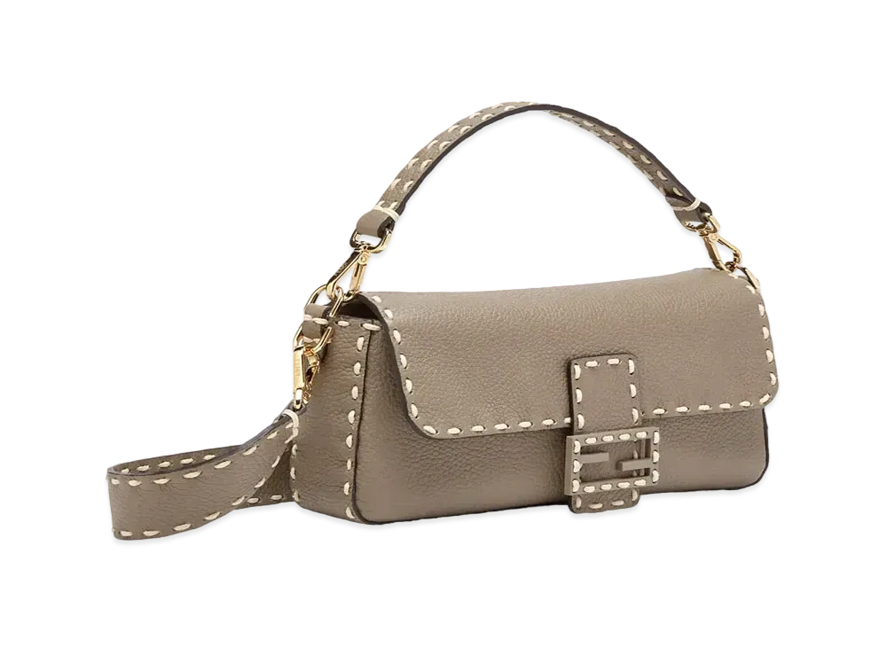FENDI Baguette Full Grain Leather Bag "Gray"