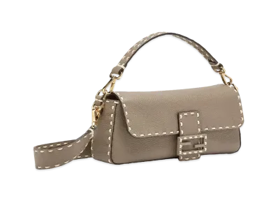 FENDI Baguette Full Grain Leather Bag "Gray"