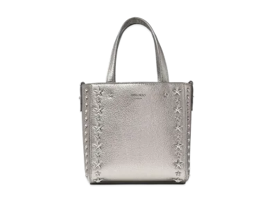 Jimmy Choo Mini Pegasi Soft Grainy Calf Leather Mini Handbag With Star Studs "Dark Silver/Gunmetal"