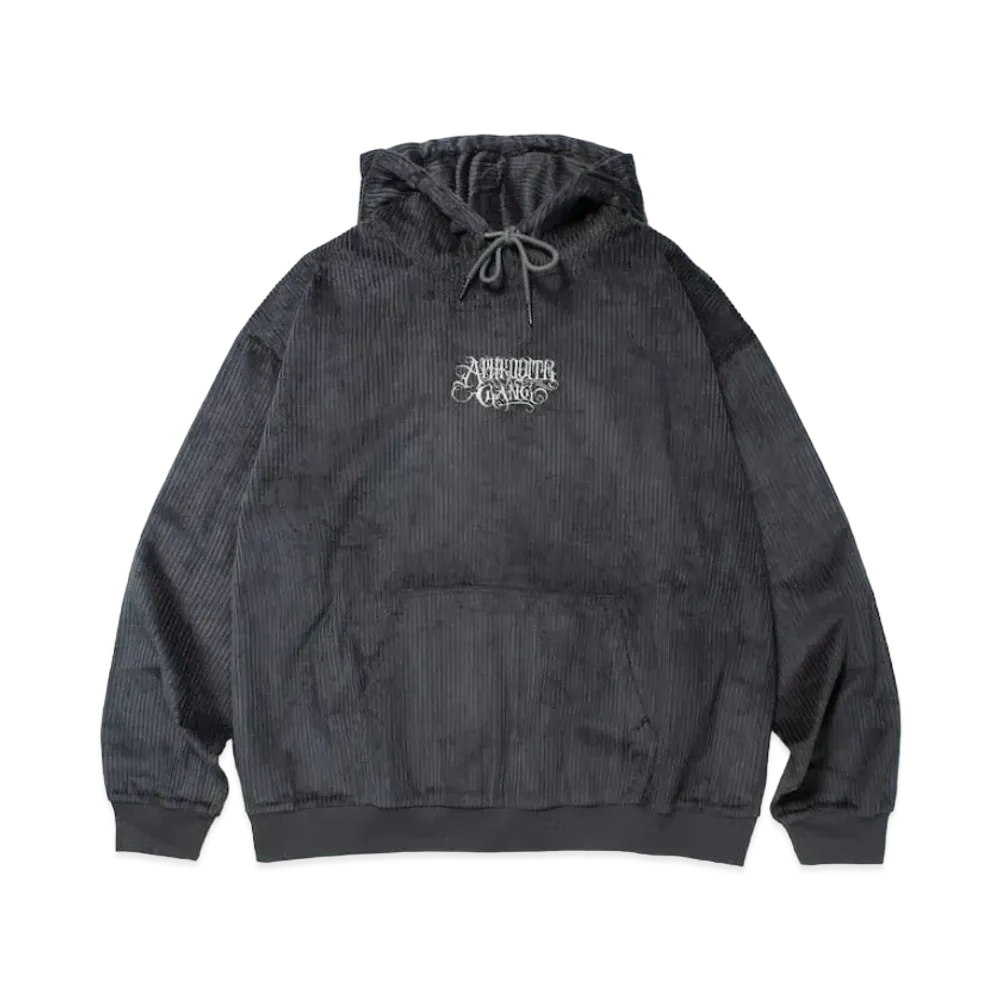 APHRODITEGANG Classic Logo Corduroy Hooded Shirt "Grey White"