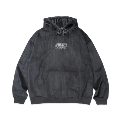 APHRODITEGANG Classic Logo Corduroy Hooded Shirt "Grey White"