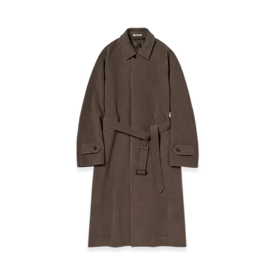 AURALEE Super Fine Wool Mosser Soutien Collar Coat "Top Brown"
