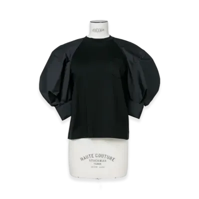 sacai Cotton Poplin x Cotton Jersey T-Shirt "Black"