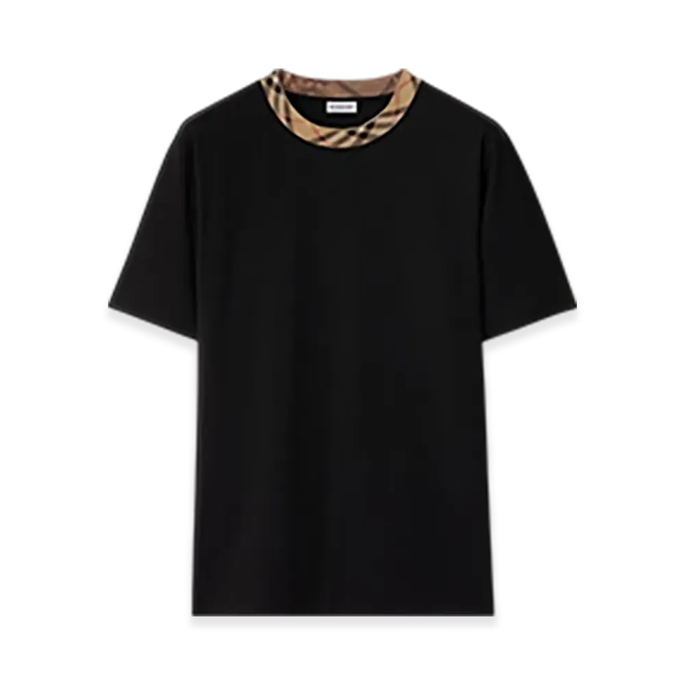 Burberry Check Trim Cotton T-shirt "Black"