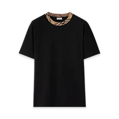 Burberry Check Trim Cotton T-shirt "Black"