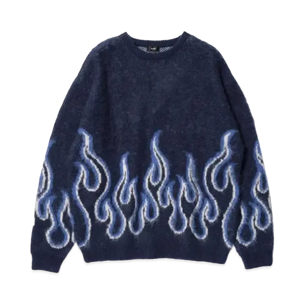 BEAMS 7Gauge Fire Shaggy Crew Neck Knit "Navy"