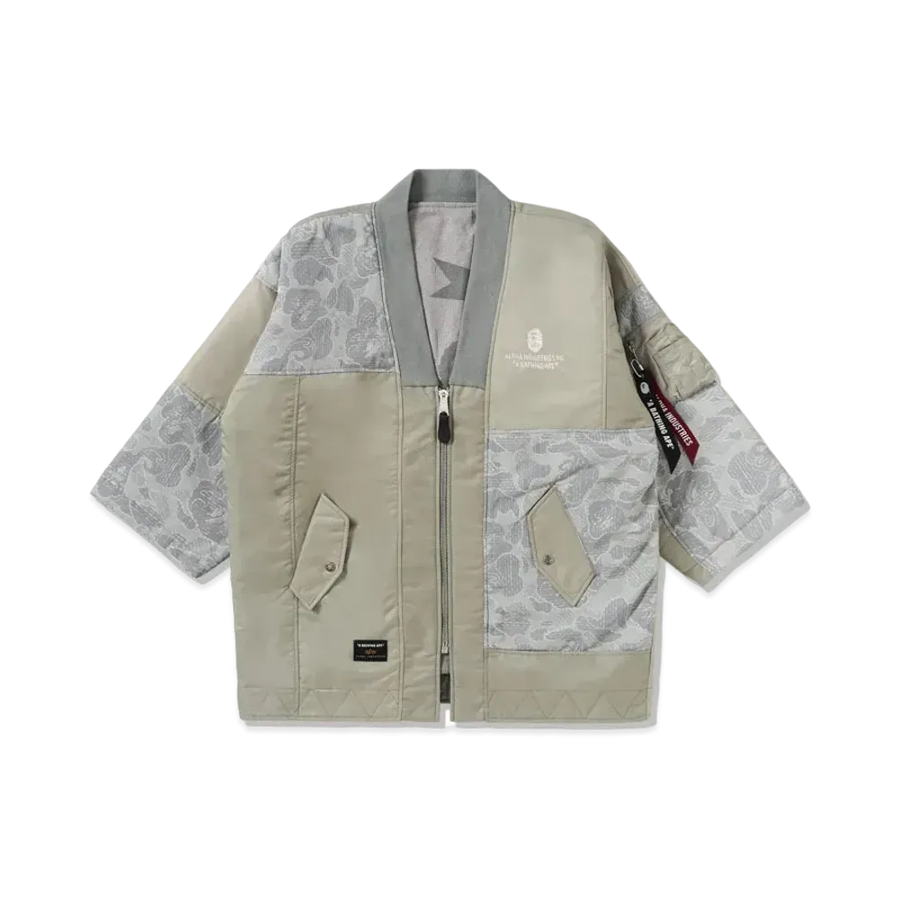 A BATHING APE x ALPHA INDUSTRIES Reversible Kimono Jacket "Olive"