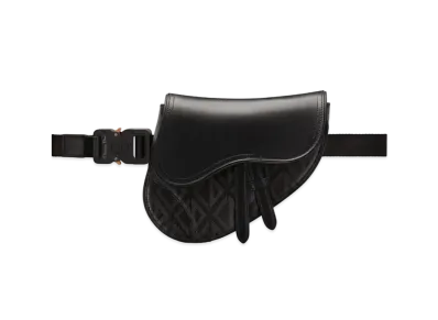 Dior Saddle Mini Bag CD Diamond Canvas & Smooth Calfskin "Black"