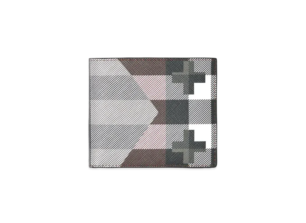 Burberry Geometric Check International Bayfold Wallet "Dark Barch Brown"