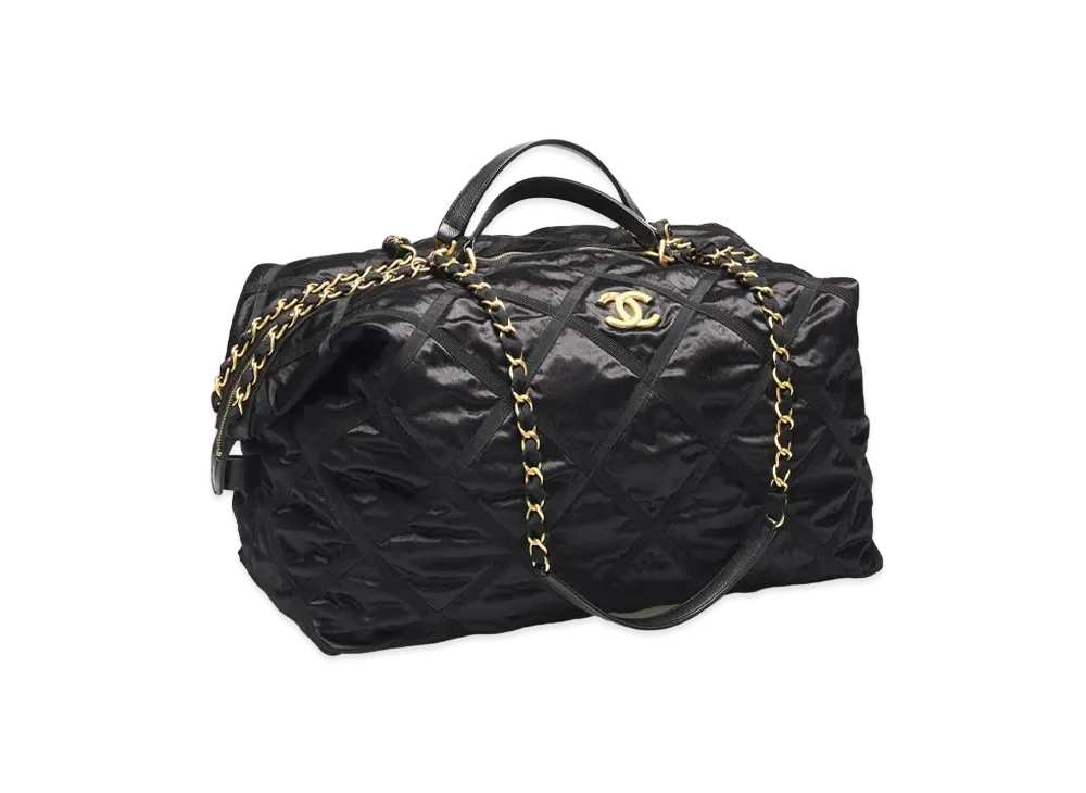 CHANEL Maxi Bowling Bag Nylon & Grosgrain "Black"