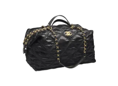 CHANEL Maxi Bowling Bag Nylon & Grosgrain "Black"