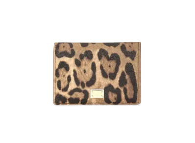 Dolce&Gabbana Zip Around Wallet Crespo Leopard Printed Logo Plate "Multicolor"