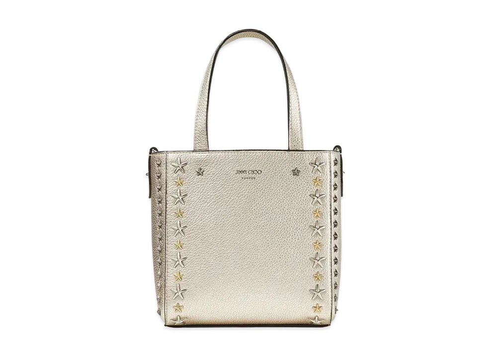 ジミーチュー スタースタッズ付き ソフトグレイニーカーフレザー