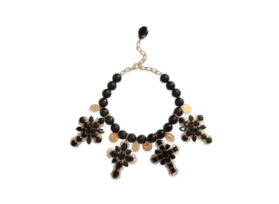 Dolce&Gabbana Necklace with Rhinestone Crosses "Black/Gold"