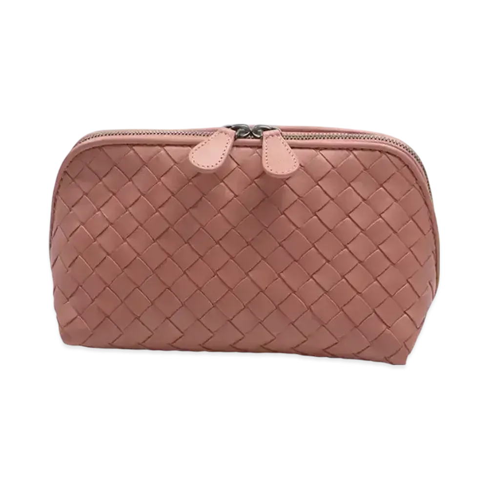 Bottega Veneta Intrecciato Lambskin Cosmetic Pouch "Pink"