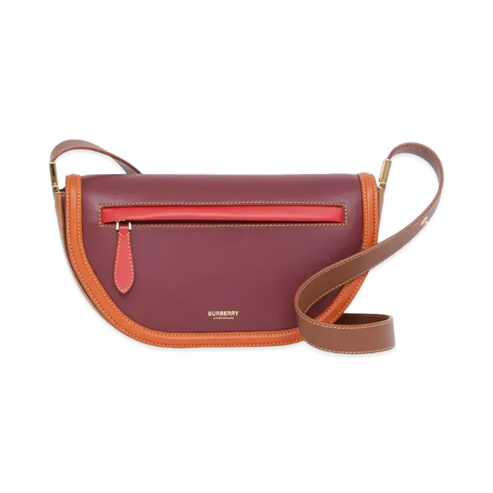 Burberry Small Colour Block Leather Olympia Bag "Garnet"