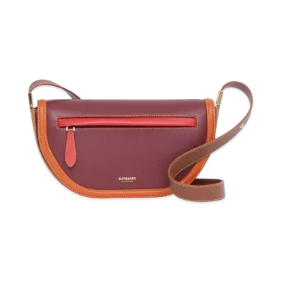Burberry Small Colour Block Leather Olympia Bag "Garnet"