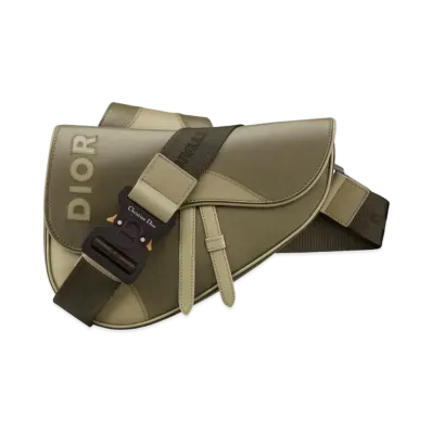 Dior Saddle Bag Smooth Calfskin Marquetry Signature "Khaki"