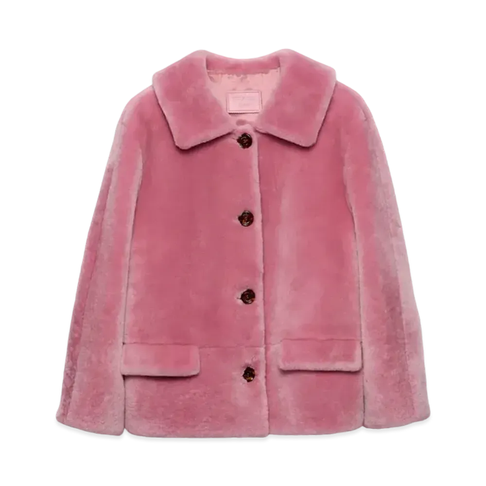 PRADA Women's Shearling Jacket Pink