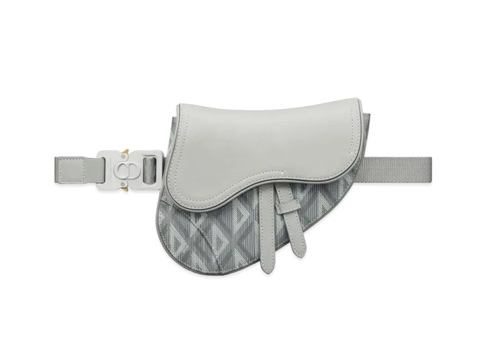 Dior Saddle Mini Bag CD Diamond Canvas & Smooth Calfskin "Gray"