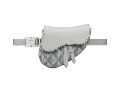 Dior Saddle Mini Bag CD Diamond Canvas & Smooth Calfskin "Gray"