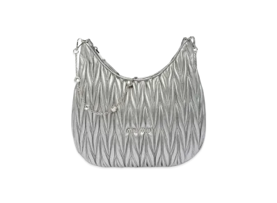 MIU MIU Materassenuppa Leather Shoulder Bag "Silver"