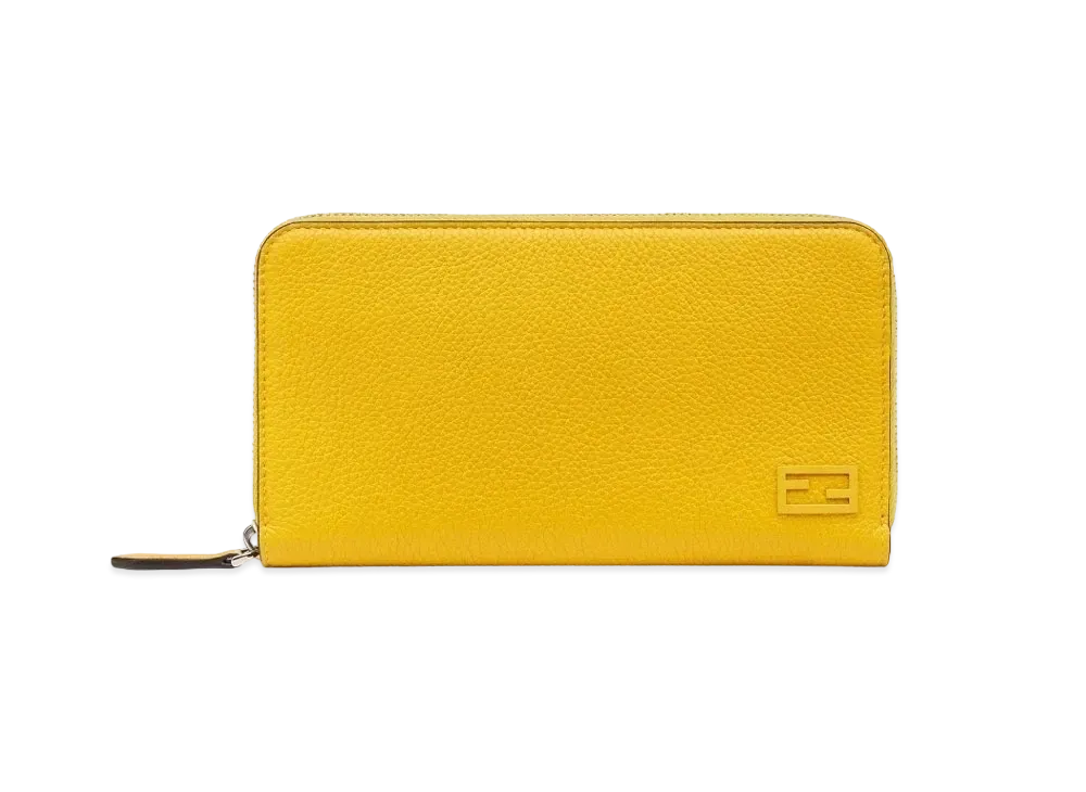 FENDI Zip-Around Wallet Leather Wallet "Yellow"
