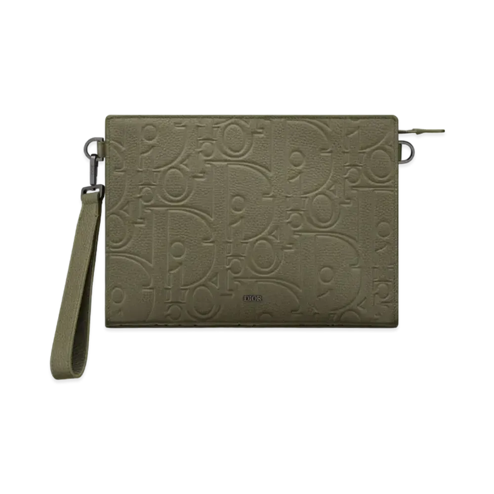 Dior A5 Triangle Pouch Maxi Dior Gravity Leather "Khaki"