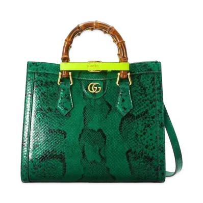 GUCCI Diana Small Python Tote Bag "Emerald Green"