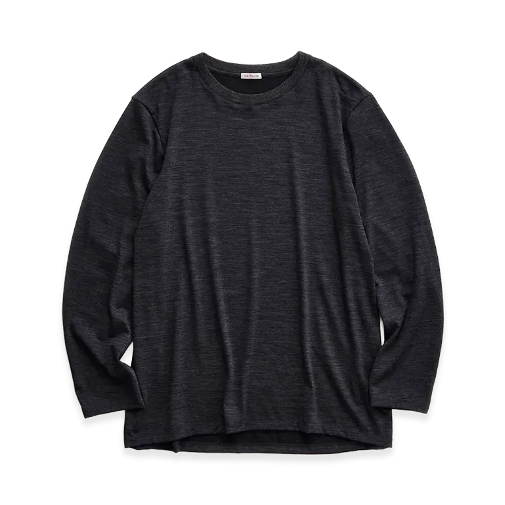 NICENESS W.Crowe Jacket Sleeve Super 100's Wool Jersey T-Shirt "Charcoal"