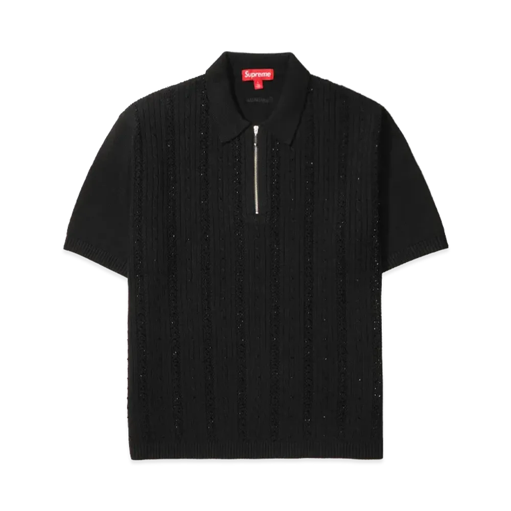 Supreme Beaded Zip Polo "Black"