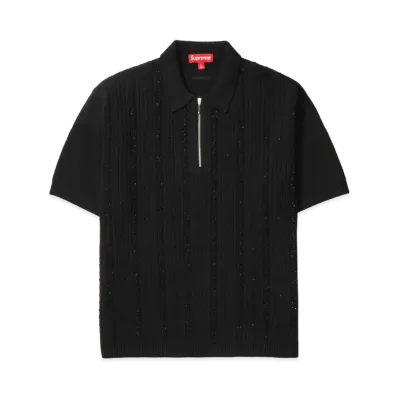 Supreme Beaded Zip Polo "Black"